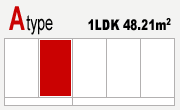 Atype 1LDK 48.21m2